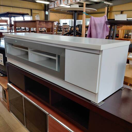 【愛品倶楽部柏店】家具の大丸 フラップ扉ワイドTVボード キッ ト150(WH)