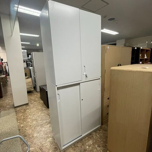 スチール書庫 2段セット オフィス ロッカー 鍵付き ホワイト 収納 事務用品 札幌 東区
