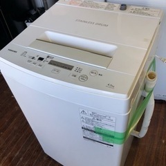 福岡市内配送無料　東芝 全自動洗濯機 4.5kg ピュアホワイト AW-45M5 W