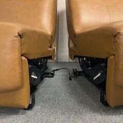 2人掛け 本革 両側電動リクライニングソファ 幅160 キャメル リビング レザー パワーシート 馬場家具 中古家具 店頭引取歓迎 R8084