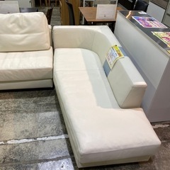 《カッコ良さ重視！》カウチソファ　白　レザー　本革　大型　ソファ