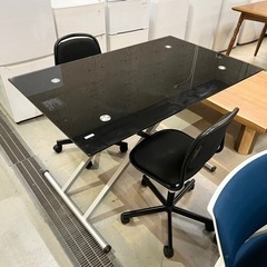 家具 オフィス用家具 机 椅子 セット 天板ガラス ブラック