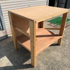 机　テーブル　台　作業台　棚あり　ハンドメイド　木製