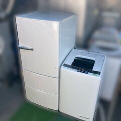 【受付終了】家電セット♬ちょっぴり大き目サイズの冷蔵庫＆洗濯機の家電セットです♬【配送設置無料】【日時指定OK】