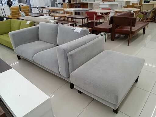 ★ジモティ割あり★ IKEA ソファー（オットマン付き） グレー H75(45)×D98(105)×W203(73) クリーニング済み HJ2493