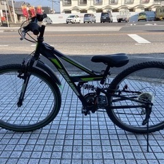 【ジュニアマウンテン】美品❗️26インチ　3x6段変速　フロント、センターサスペンション付　リヤタイヤ、グリップ新品❗️若林自転車　膳所店　SALE中❗️　