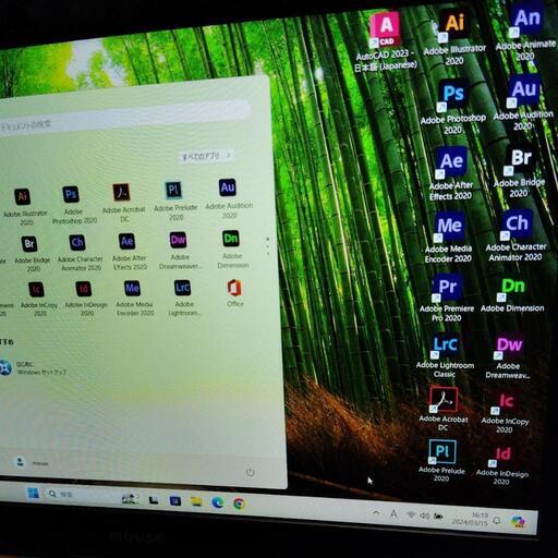 mouseノートPC core i7 Windows11 office AdobeCC2020 illustrator Autocad2023 メモリ8G 新品SSD 内蔵カメラ　第8世代