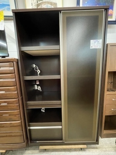 松田家具 食器棚 キッチンボード 大型 ブラウン