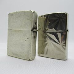 b67 《美品》 zippo ジッポライター 2個セット 限定品 スターリングシルバーメタル アーマー シャインカットモデル まとめ売り セット販売 激レア ビンテージ