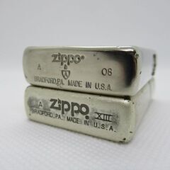 b67 《美品》 zippo ジッポライター 2個セット 限定品 スターリングシルバーメタル アーマー シャインカットモデル まとめ売り セット販売 激レア ビンテージ