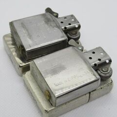 b67 《美品》 zippo ジッポライター 2個セット 限定品 スターリングシルバーメタル アーマー シャインカットモデル まとめ売り セット販売 激レア ビンテージ