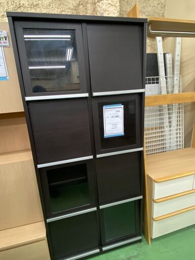 【ドリーム川西店御来店限定】  デザインシェルフ ブラウン H1805×W802×D361 クリーニング済み 【2001286255600085】