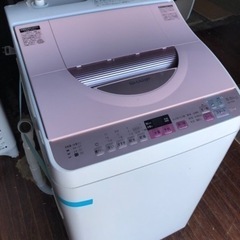 　北九州市内配送無料　保証付き　シャープ タテ型洗濯乾燥機 穴なし槽 5.5kg ピンク ES-TX5A-P