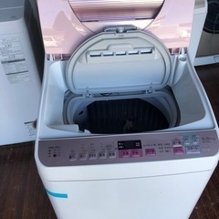 　北九州市内配送無料　保証付き　シャープ タテ型洗濯乾燥機 穴なし槽 5.5kg ピンク ES-TX5A-P