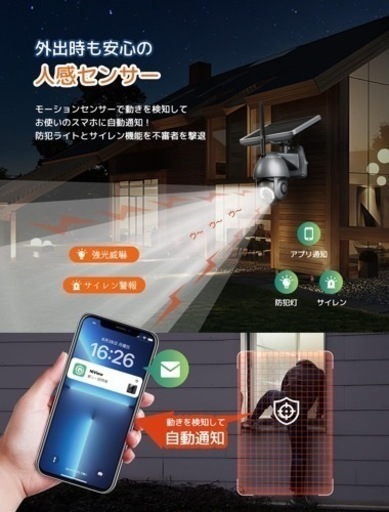 新品未使用　防犯カメラ 屋外 ソーラー ワイヤレス無線 360°PTZ 全方位保護 自動追跡