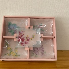 日本の四季　花の万葉集　ガラス皿5枚組