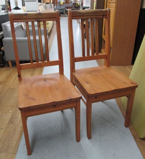 R224 Criville 天然木ダイニング椅子 2脚セット、幅40cm Used