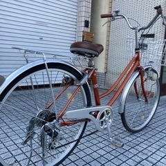 【26インチ自転車】外装6段変速　前後タイヤ、チェーン、前かご、グリップ新品❗️スペアキーあり　若林自転車　浜大津店　SALE中❗️