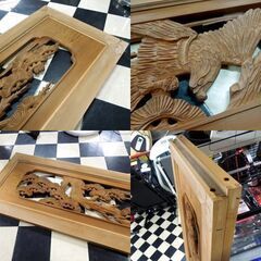 建具 欄間 井波彫刻 慶吉作 松 鷹 飾り 幅170cm×2 欄間一対 彫刻 古民家 木彫り 和室 リノベ らんま 札幌市 新道東店
