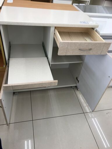 ☆ジモティ割あり☆ キャスター付きレンジ台 サーモンピンク H92×D44×W88