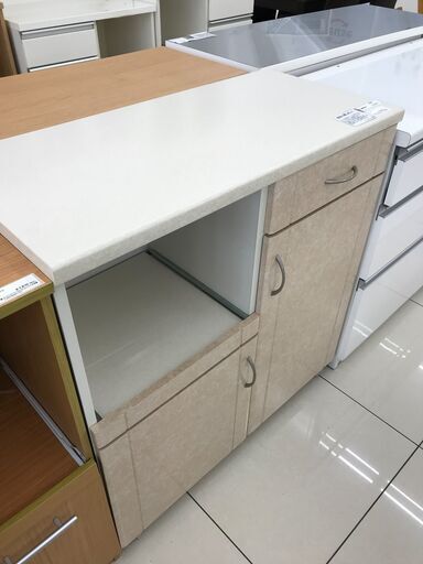 ☆ジモティ割あり☆ キャスター付きレンジ台 サーモンピンク H92×D44×W88