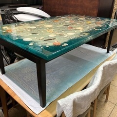 カリモク センターテーブル リビング 机 海 貝殻 ハンドメイド？