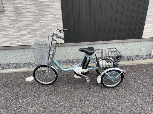 【直接引き取り】ブリヂストン 電動三輪自転車 アシスタ 24V 6.6Ah 内3速 18-16インチ 水色  動作確認済