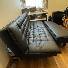 【直接引取限定】傷・汚れに強い合成皮革 ソファベッドスツールセットNシールド