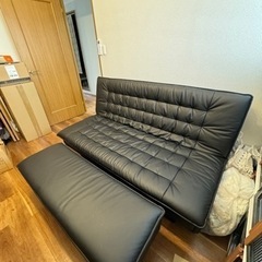 【直接引取限定】傷・汚れに強い合成皮革 ソファベッドスツールセットNシールド