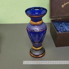 0317-170 ボヘミア　ガラス　花瓶　金彩