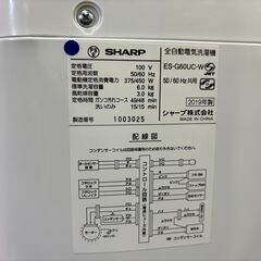 ✨安心の分解洗浄済✨SHARP 2019年製 6.0Kg洗濯機 ES-G60UC 【愛市I4S032299-007】