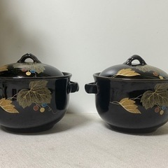 和食器／特選陶器『廣斎』金彩ぶどう／茶碗むし・グラタン両用セット2客