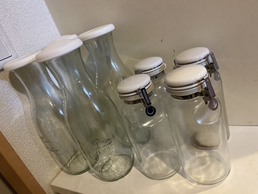 WECK瓶1L×4 ワンタッチ開閉ボトル500ml×4