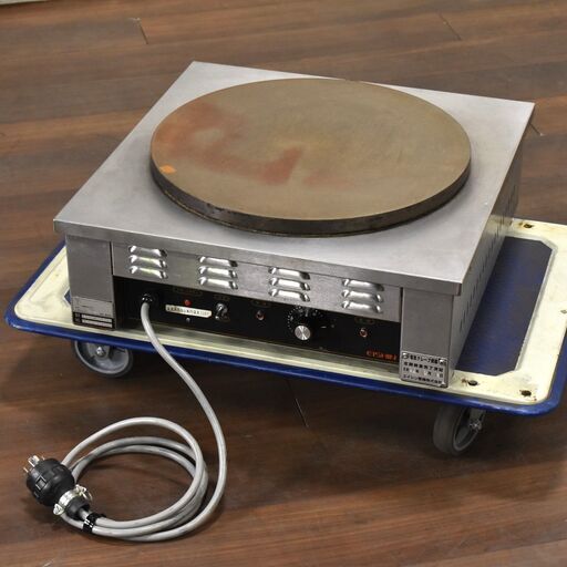 【ヤ取終了4/5】≪yt1199ジ≫ エイシン電機 電気クレープ焼器 EC-2000 三相200V 卓上型 幅50cm 奥行50cm 鉄板 業務用 通電OK 現状品 51119-02+