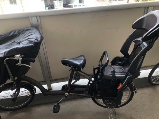 【値下げします】子供乗せ自転車　前後チャイルドシート　プチママン　　レインカバー　3人乗り