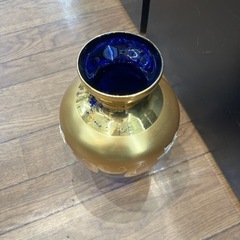 イタリア製花瓶　ロイヤルブルー　高さ約20cm（B3-50）
