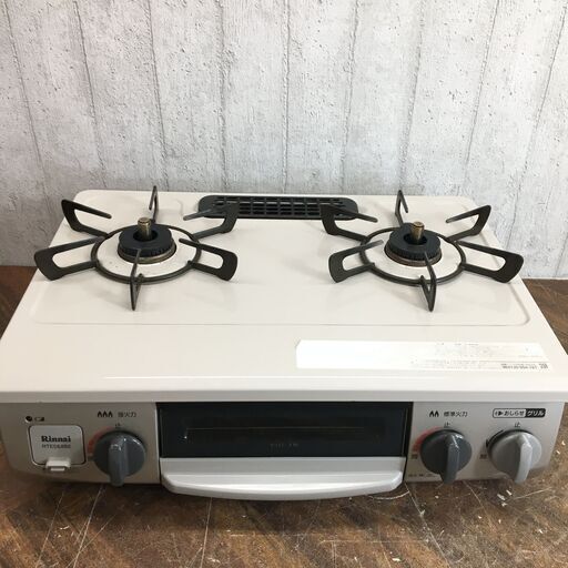 20年製 リンナイ グリル付きガステーブル LPガス RTE564BEL 2口 クリームベージュ スパーク確認済 24c菊NS