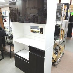 レンジボード 幅100㎝ 奥行41㎝ 高さ180㎝ ダークブラウン×ホワイト 