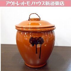 常滑焼 3号 かめ 丸壺蓋付  5.4L 梅干・味噌/漬物など ...