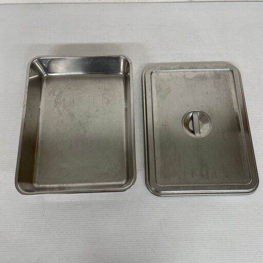 クローバー ステンレス製角バット 蓋付 18-8 10枚取用 調理用 厨房小物 業務用 6点セット まとめ売 ② クローバー ステンレス製角バット 蓋付 18-8 10枚取用 調理用 厨房