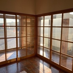 室内建具/木×ガラスの両引戸(3セット/各セット巾違い)　シンプ...