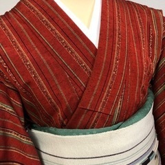 【ネット決済・配送可】【花・吉祥間道】上質な紬　正絹　美品