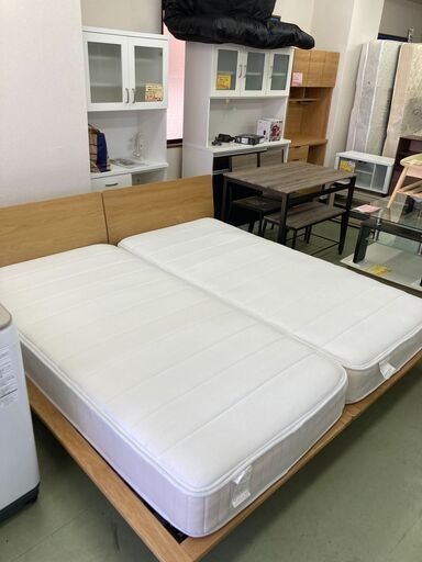 【お取引中】MUJI 無印良品 Sシングルサイズ×２（クイーンサイズ利用推奨）  オーク材　ニトリNスリープマットレスセット★6129★
