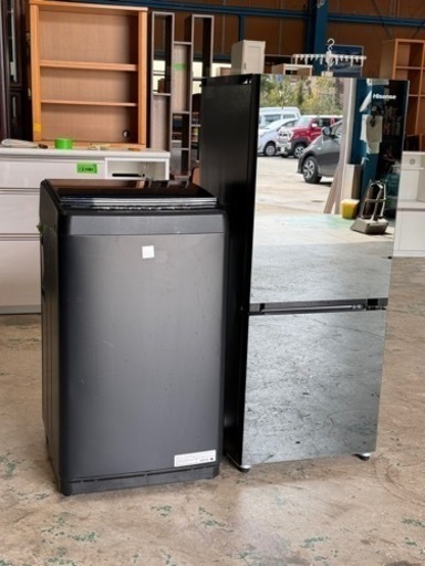 決まりました☆かっこいいブラック☆冷蔵庫2021年製154L、洗濯機2019年製5.5kgのセット☆格安☆中古☆配達相談可能☆早い者勝ち新生活に♪
