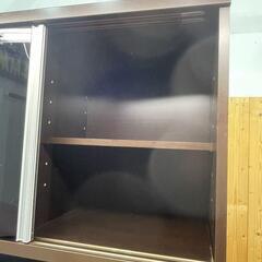 【配送込み】松田家具　ジェイレンジ　レンジボード　ブラウン系　2分割可能　食器棚　975×485×1985