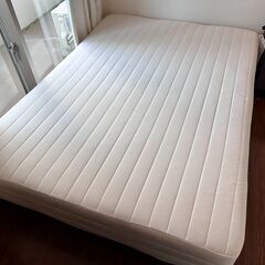 無印良品 ダブルベッド ポケットコイルマットレス付き＋20cm木製脚
