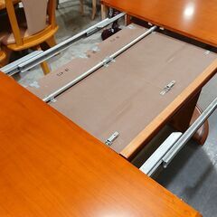 円卓｜オーバル型｜ガラス天板付｜伸長式｜ダイニングテーブル