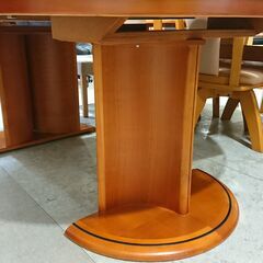 円卓｜オーバル型｜ガラス天板付｜伸長式｜ダイニングテーブル