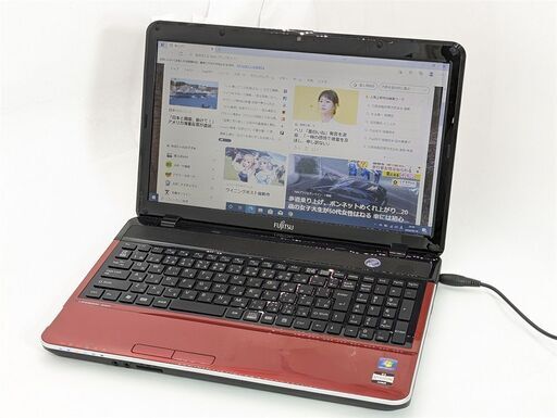 安さで勝負 即使用可 レッド 赤 富士通 中古良品 ノートパソコン AH40/G 15.6ワイド液晶 AMD 4GB Blu-rayドライブ Windows11 Office 保証付