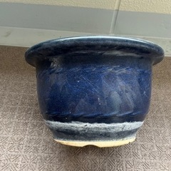 美しい青の陶器のプランター（約10号）